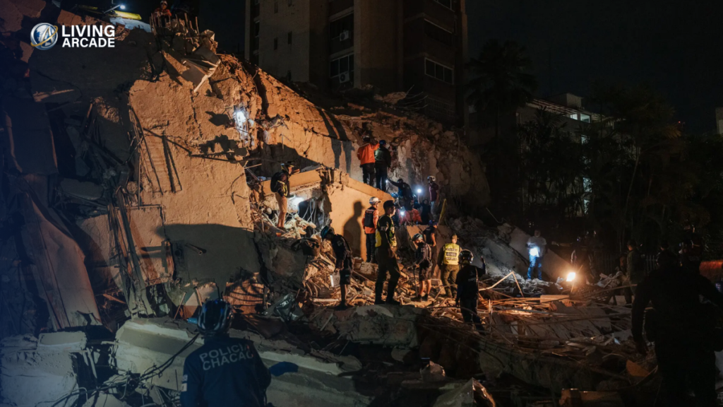 Damaged structures following the Venezuela earthquakes.