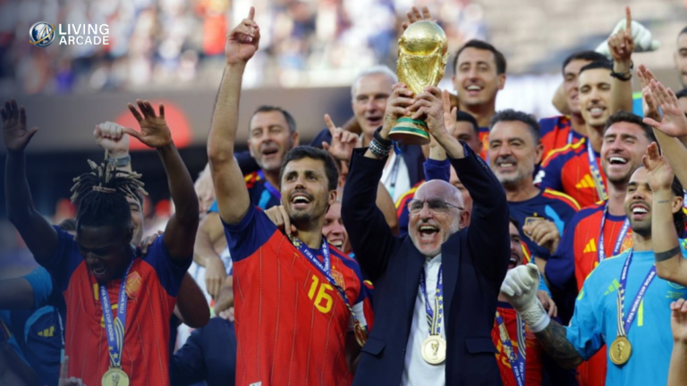 Spain World Cup 2026 champions celebrating after beating Argentina