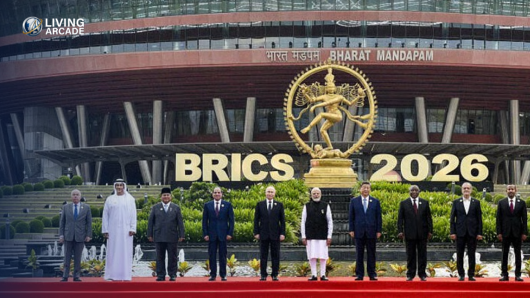 BRICS Summit 2026 New Delhi leaders family photo at Bharat Mandapam